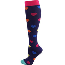 Load image into Gallery viewer, Colourful Love Heart High Compression Socks - Crazy Sock Thursdays