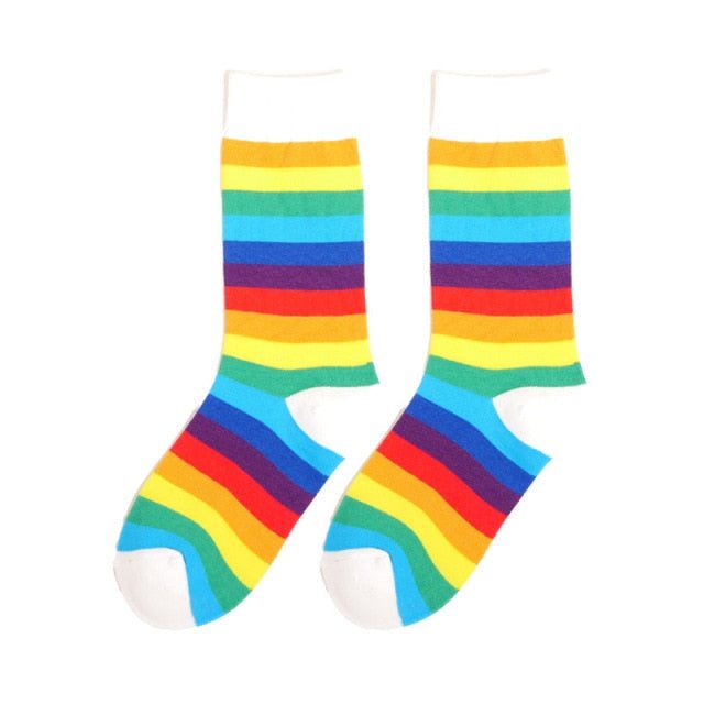 Rainbow Socks - White Cuff - Crazy Sock Thursdays